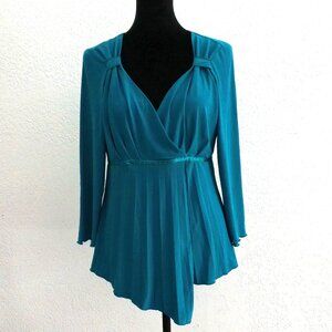 Vol.1, Blue/green long sleeve shirt, with ribbon and pleats details